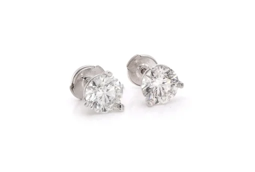 14k White Gold Martini Set Diamond Stud Earrings