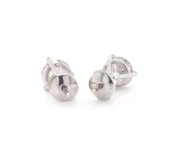 14k White Gold Martini Set Diamond Stud Earrings