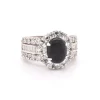 14k White Gold Onyx and Diamond Halo Ring