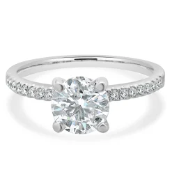 14k White Gold Round Brilliant Cut Diamond Engagement Ring