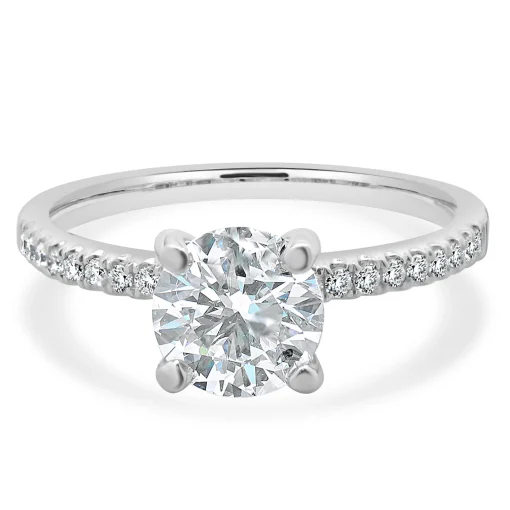 14k White Gold Round Brilliant Cut Diamond Engagement Ring