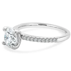 14k White Gold Round Brilliant Cut Diamond Engagement Ring