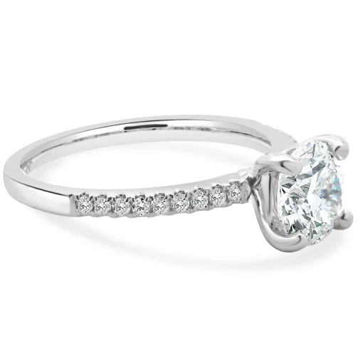 14k White Gold Round Brilliant Cut Diamond Engagement Ring