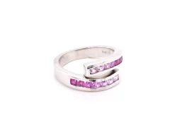 14k White Gold Sapphire and Ruby Bypass Ring
