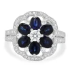 14K White Gold Sapphire and Diamond Flower Ring