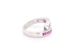 14k White Gold Sapphire and Ruby Bypass Ring