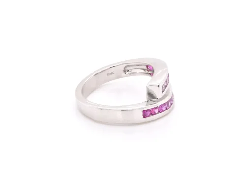 14k White Gold Sapphire and Ruby Bypass Ring