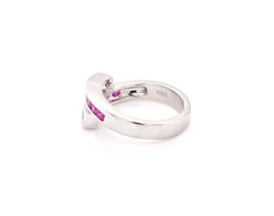 14k White Gold Sapphire and Ruby Bypass Ring