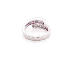 14k White Gold Sapphire and Ruby Bypass Ring