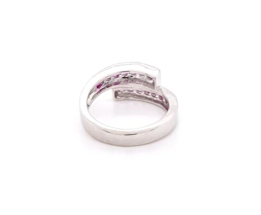 14k White Gold Sapphire and Ruby Bypass Ring