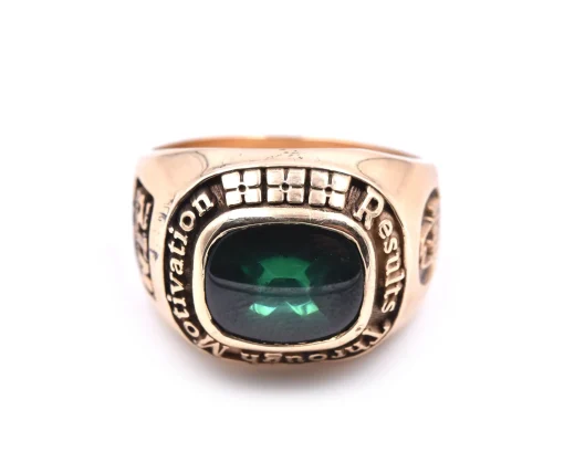 14k Yellow Gold Arby's Synthetic Green Stone Ring