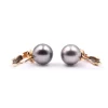 14k Yellow Gold Black Tahitian South Sea Pearl Earrings