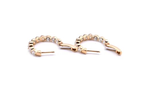 18k Yellow Gold Diamond Inside-Out Hoop Earrings