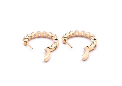 18k Yellow Gold Diamond Inside-Out Hoop Earrings