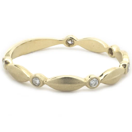 14k Yellow Gold Diamond Stackable Band Ring