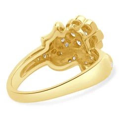 18k Yellow Gold Flower Bow Ring