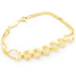 14k Yellow Gold Tapered Baguette Diamond X Link Bracelet