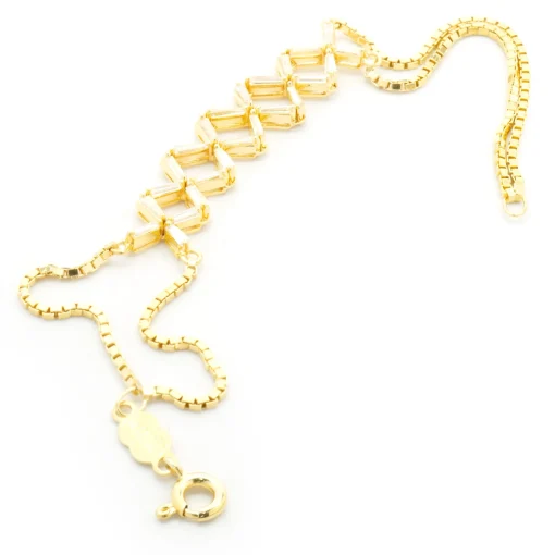 14k Yellow Gold Tapered Baguette Diamond X Link Bracelet