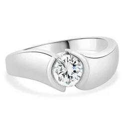 Kabana 14 Karat White Gold Round Brilliant Cut Diamond Engagement Ring