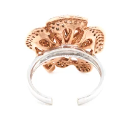 18 Karat Rose and White Gold Diamond Flower Ring