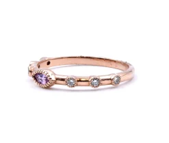 14 Karat Rose Gold Diamond and Pink Sapphire Band