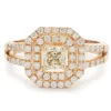 18 Karat Rose Gold Fancy Yellow and White Diamond Engagement Ring
