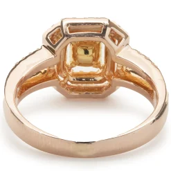 18 Karat Rose Gold Fancy Yellow and White Diamond Engagement Ring