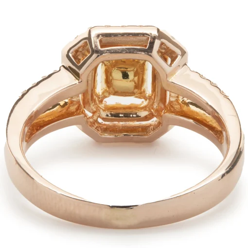 18 Karat Rose Gold Fancy Yellow and White Diamond Engagement Ring
