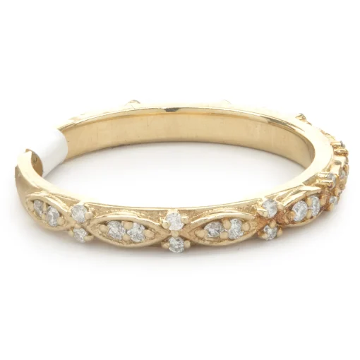 14 Karat Rose Gold Filigree Diamond Band