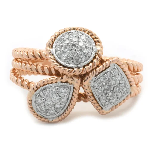 14 Karat Rose Gold Multi Shape Diamond Cluster Ring