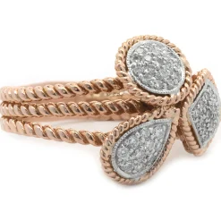 14 Karat Rose Gold Multi Shape Diamond Cluster Ring