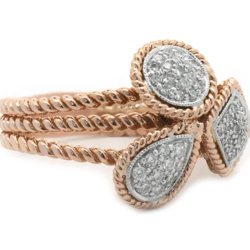 14 Karat Rose Gold Multi Shape Diamond Cluster Ring
