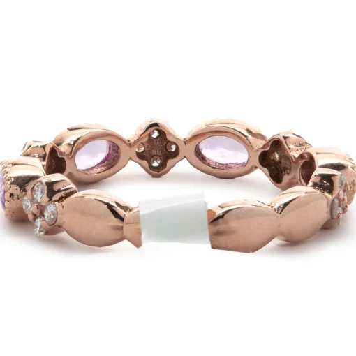 14 Karat Rose Gold Pink Sapphire and Diamond Star Band