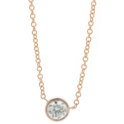 14 Karat Rose Gold Round Brilliant Diamond Solitaire Necklace