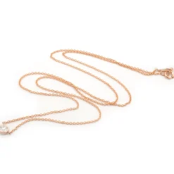 14 Karat Rose Gold Round Brilliant Diamond Solitaire Necklace
