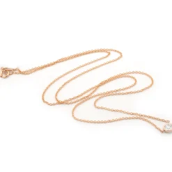 14 Karat Rose Gold Round Brilliant Diamond Solitaire Necklace