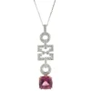 18 Karat White and Rose Gold Pink Tourmaline and Diamond Geometric Drop Necklace