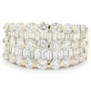 18 Karat White and Yellow Gold Round and Baguette Cut Five Row Diamond Cigar Band