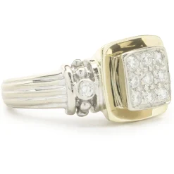14 Karat White and Yellow Gold Pave Diamond Ring