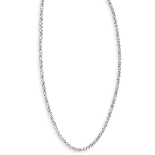 14 Karat White Gold 4 Prong Diamond Tennis Necklace