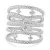 14 Karat White Gold 5 Row Sprinkled Diamond Fashion Ring