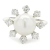 18 Karat White Gold Akoya Pearl and Diamond