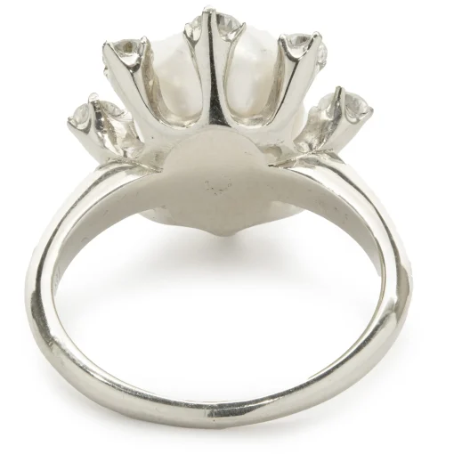 18 Karat White Gold Akoya Pearl and Diamond