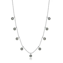 14 Karat White Gold Aquamarine Drop Station Necklace