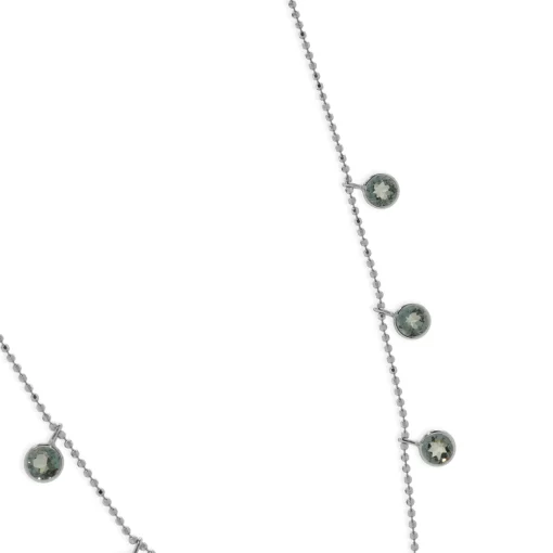 14 Karat White Gold Aquamarine Drop Station Necklace