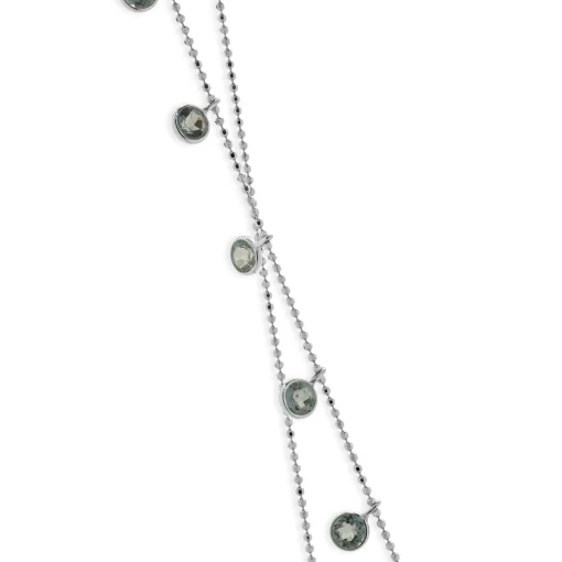 14 Karat White Gold Aquamarine Drop Station Necklace