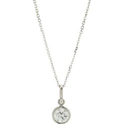 14 Karat White Gold Bezel Set Diamond Solitaire Necklace