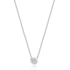 14 Karat White Gold Bezel Set Diamond Necklace