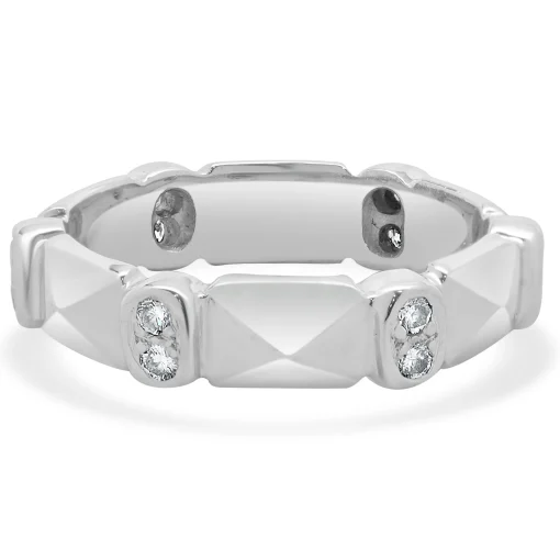 18 Karat White Gold Bezel Set Double Diamond Band