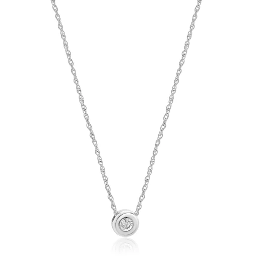 14 Karat White Gold Bezel Set Diamond Necklace